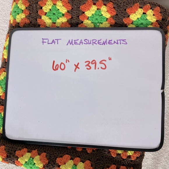 Vintage Handmade Brown Orange Yellow Green Crochet Granny Square Afghan Blanket - Picture 3 of 12